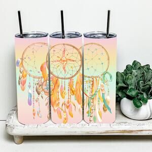 Dream Catcher Native American 20oz Tumbler With Metal Straw